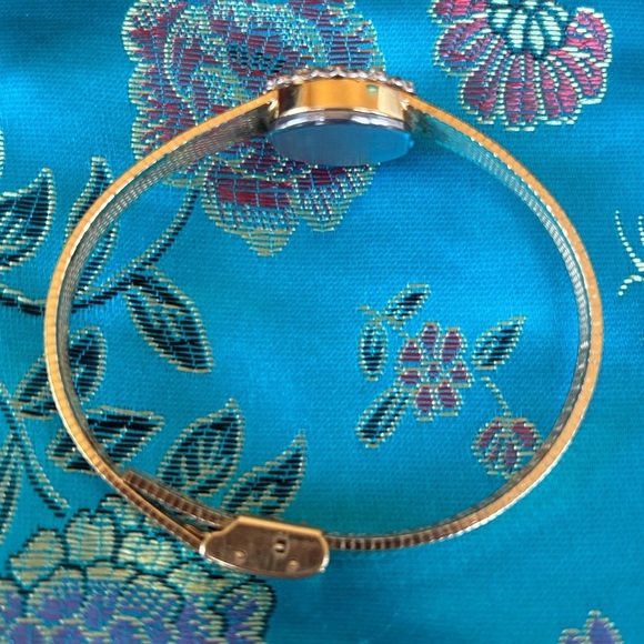 Vintage Armitron Gold Tone Oval Diamond Bezel Quartz Watch Dainty Cocktail 80s main image 12